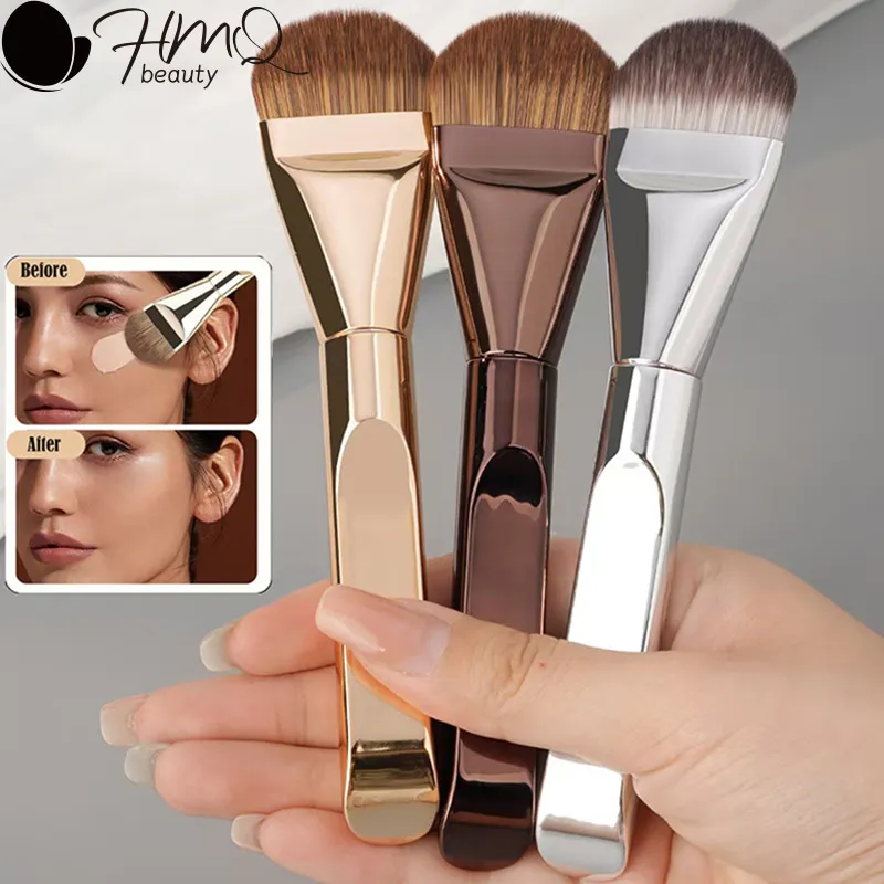 1pcs Ultra Thin Foundation Brush Tongue-Shaped Seamless Concealer Flat Head Soft Hair Beauty Tools Makeup Brushes Mask Brush — image 1