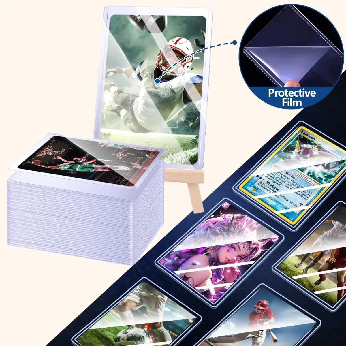 25-150pcs Hard Protective Film Card Sleeves Anti Scratch Holder Protector Fit For YuGiOh Pokemon baseball Sports Cards Toy — image 5