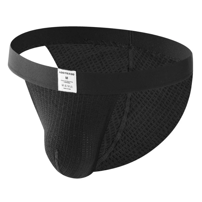 Men Woven Mesh High Fork Brief Adult Underwear Breathable U Pouch Elastic Soft G-string Thong Unisex Panties Men's Underpants