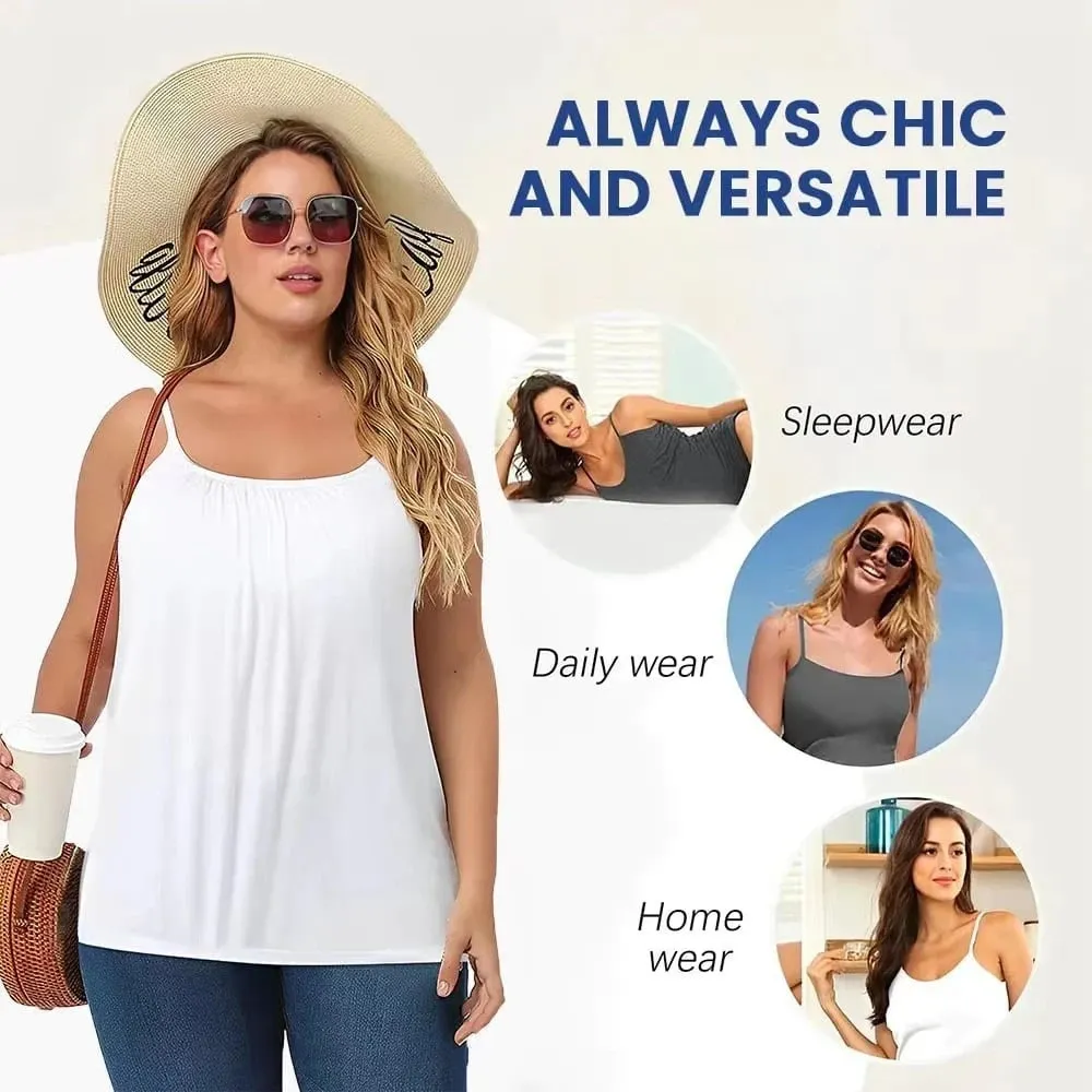 Plus Size Padded Camisole Tops For Women Adjustable Spaghetti Strap Camis With Built Bra Basic Summer Sleeveless Undershirt — image 5