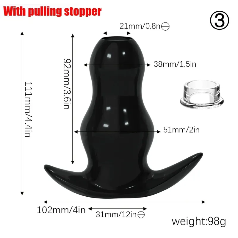 Purple TPE Hollow Tunnel Butt Plug Set - Graduated Open Anal Stretcher Plugs Flexible Sex Toy para sa Mga Lalaki at Babae — image 10