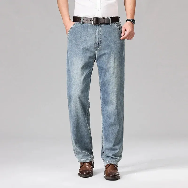 2026 Summer Men's Business Casual Thin Straight Jeans 90% Cotton Soft Stretch Fabric Baggy Denim Pants Male Brand Trousers — image 11