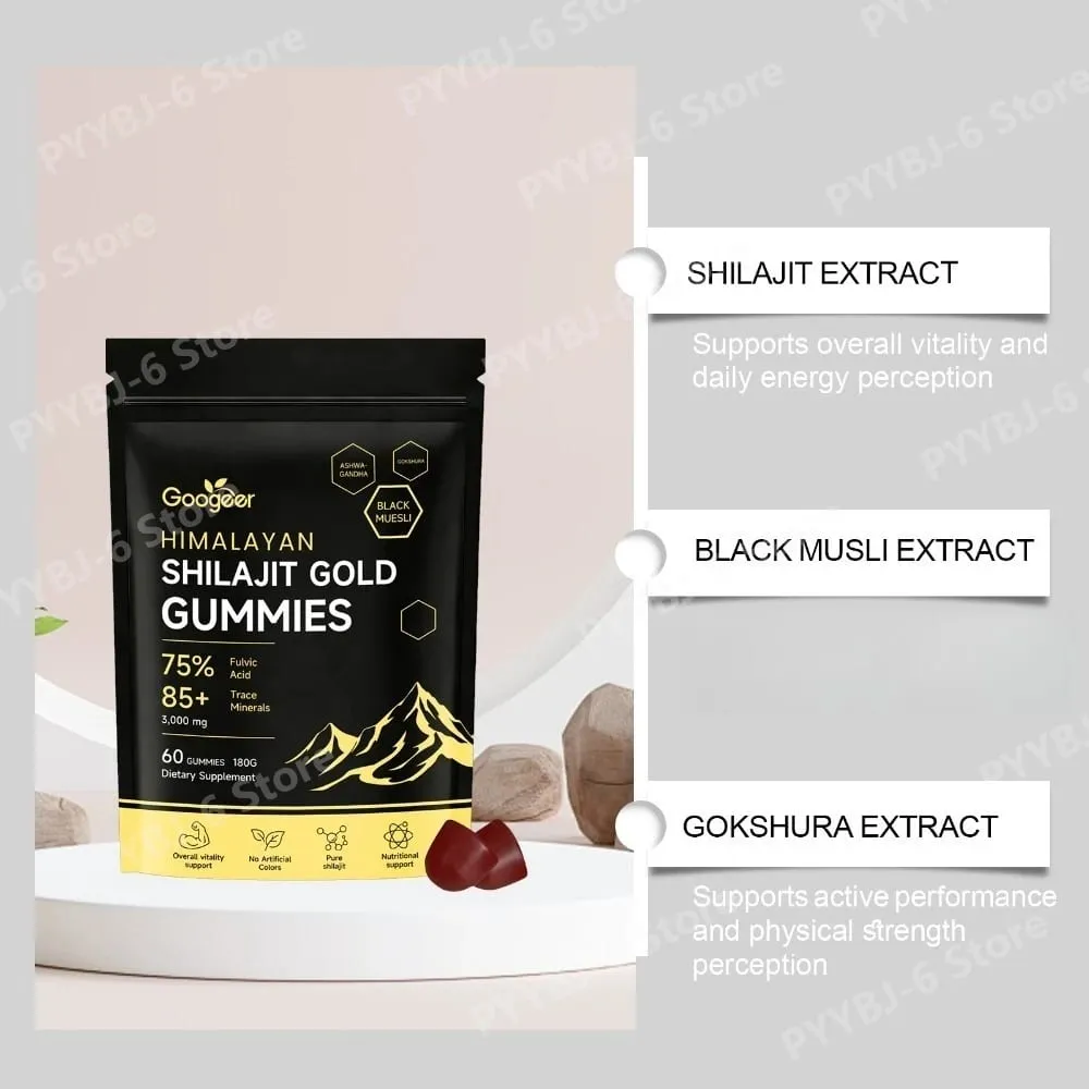 Himalayan Shilajit Gold 60 Gummies Minerals Formula รองรับการเพิ่มพลังงานและความมีชีวิตชีวาของร่างกาย ผลิตภัณฑ์เสริมอาหารจากธรรมชาติ — image 3