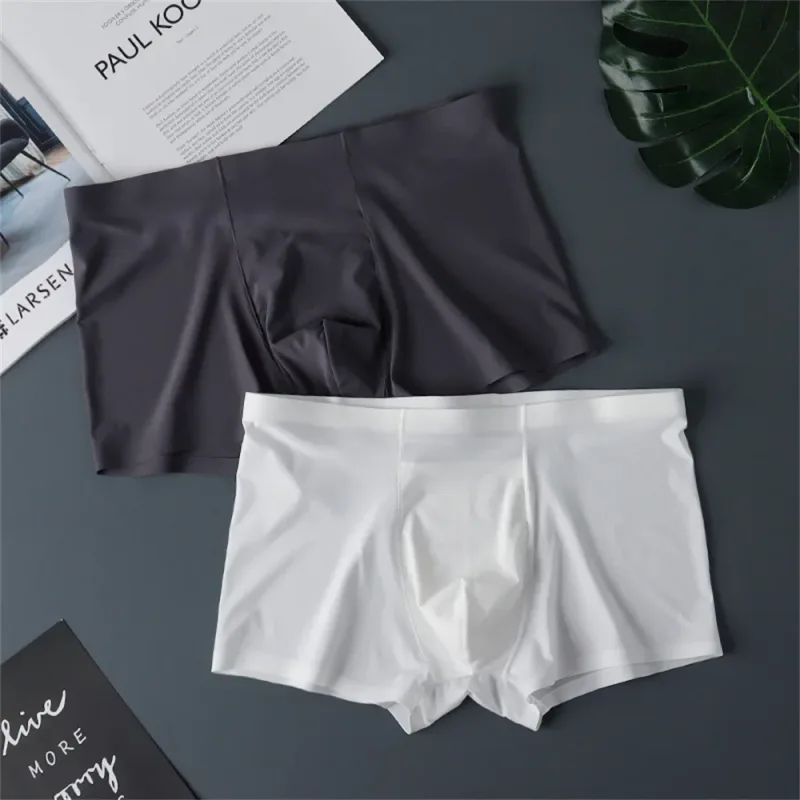 3PCS 고품질 남자의 얼음 실크 속옷 여름 얇은 통기성 원활한 팬티 섹시한 남성 속옷 플러스 크기 — image 16