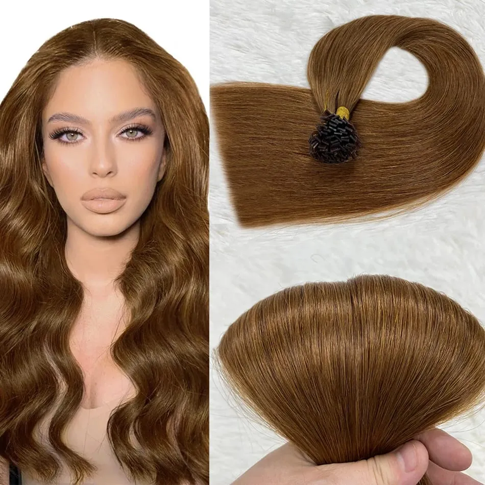 Remy Hair 30 Inch Real Remy Flat Tip Human Hair Extension Silky Straight Dark Brown Pre Bonded Keratin Fusion Hair 50 Strands — image 17