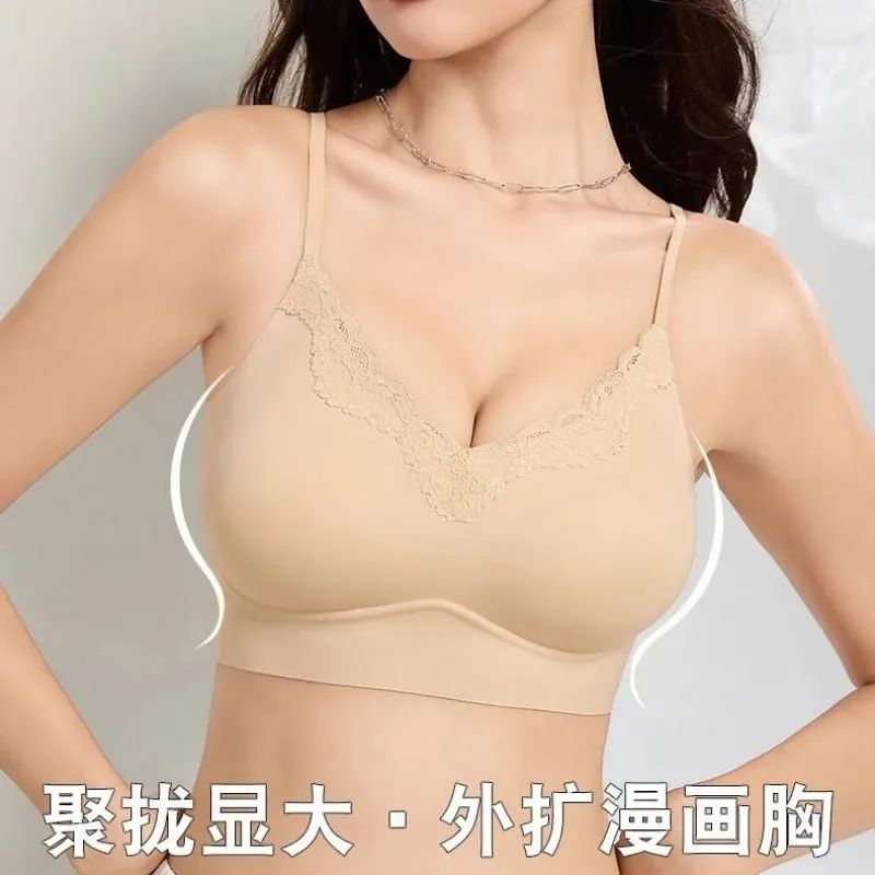 Women's lingerie for small busts enhancing and enlarging the appearance of flat chest thickened seamless design gathering sid — image 3