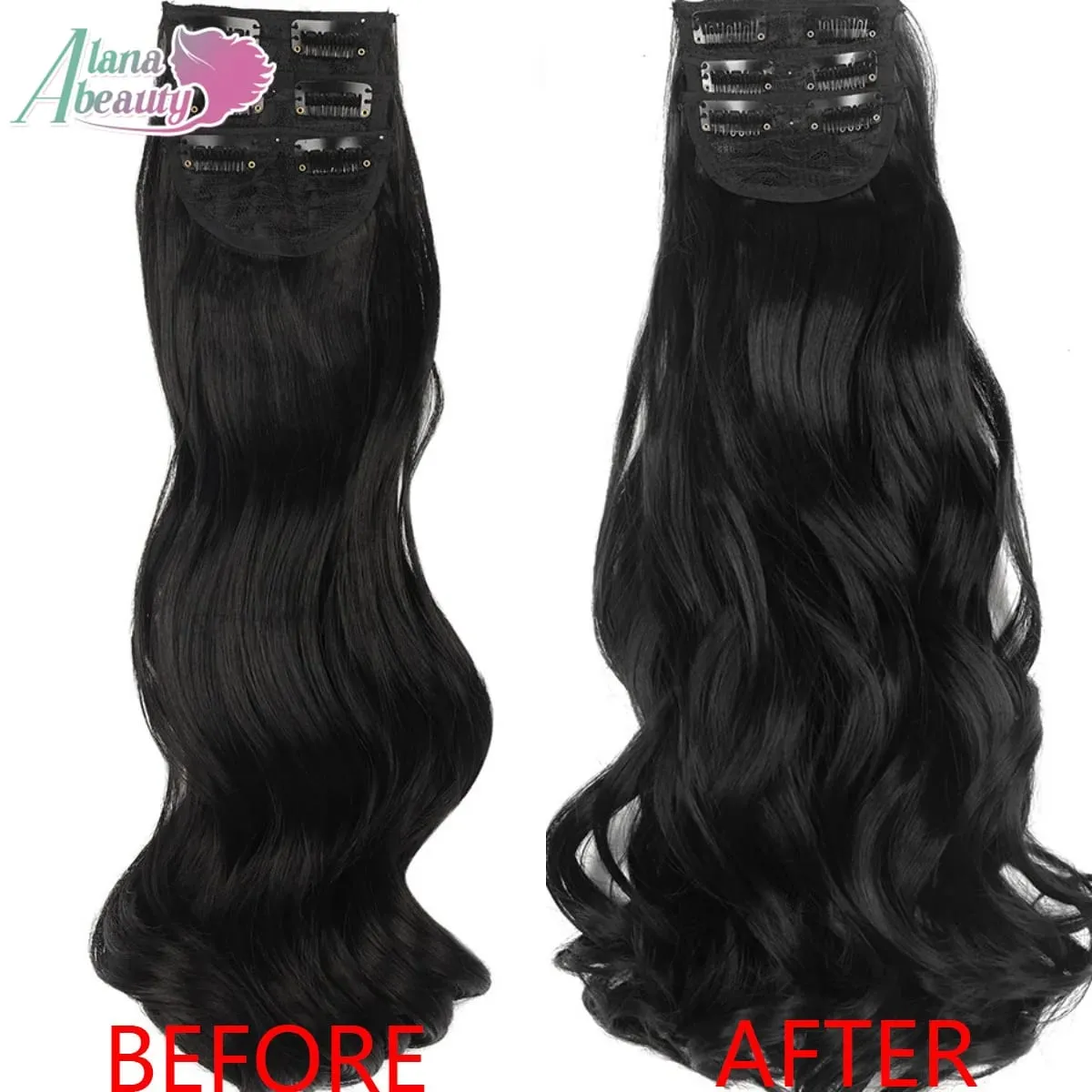 Synthetic Clip In Hair Extensions 3 PCS Full Head 20 Inch Long Curly Wavy Hair Pieces Natural Wavy For Women Girls Hair — image 6