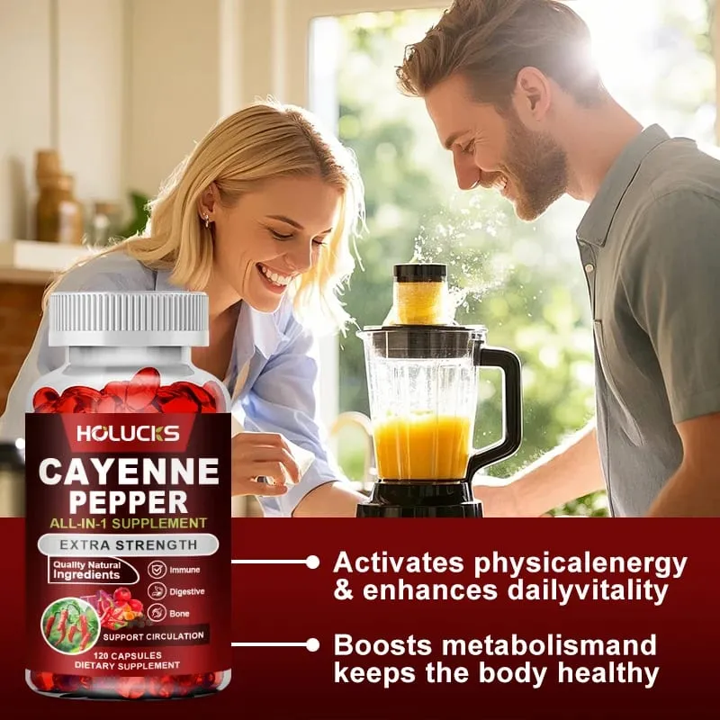 Cápsulas avançadas de pimenta caiena com vitamina D3 e K2 apoiam a circulação, saúde imunológica e conforto digestivo