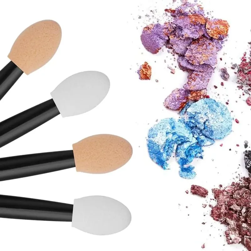 Cuttte 50/100PCS Disposable Dual Sides Eye Shadow Sponge Applicators with Container Length Eyeshadow Brushes Makeup Applicator
