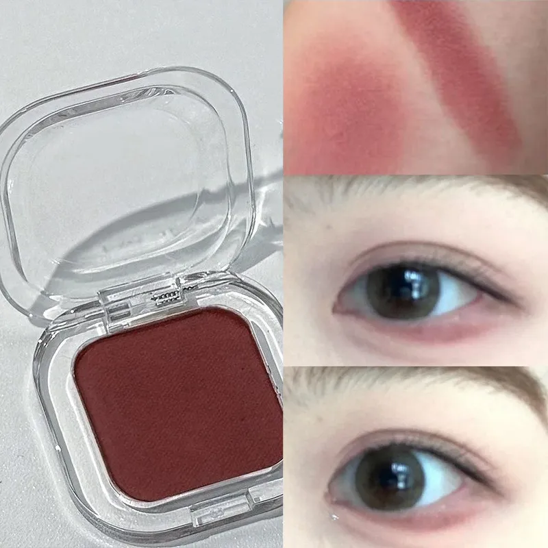 Red Brown Monochrome Eyeshadow Eyeliner Powder Palette Silky Matte Coral Red Lying Silkworm Eyeliner Waterproof Aegyo-sal Makeup — image 4