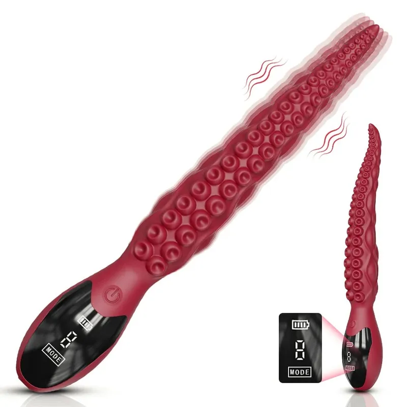 Vibrating Realistic G-Spot Dildos - LED Display Octopus Tentacle Clitoral Vibrator 10.7" Silicone Dildo Adult Sex Toys for Women