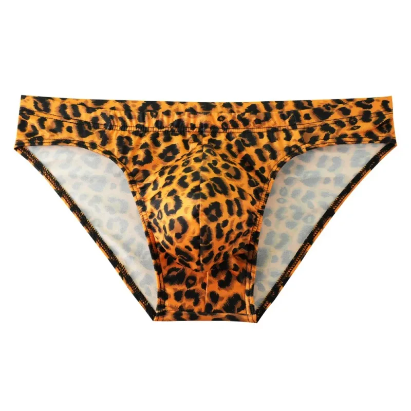 Men's Mid Waist Underwear Sexy Ice Silk Briefs Leopard Printed Breathable Underpants Male Soft Comfortable Panties Cueca Homme — image 1
