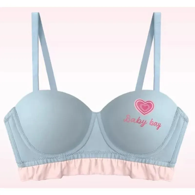 Blue Heart Seamless Wireless Bra Round Half Cup Lingerie for Small Chest Push Up No Underwire Sexy Intimates S-XL — image 2