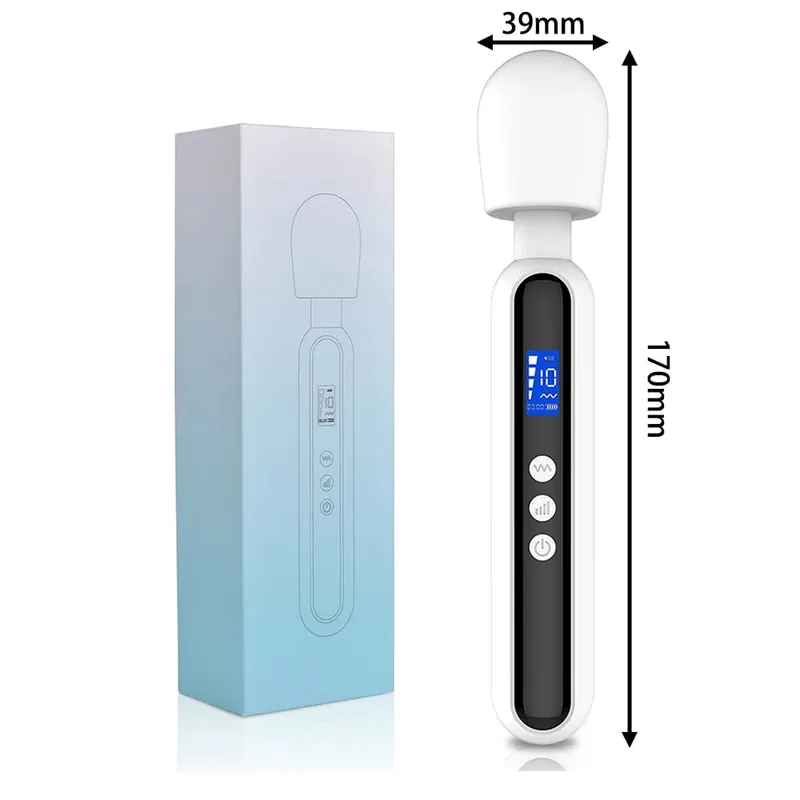 Female Masturbator Massage Stick 10 Frequency 4-speed Silicone Material LCD Display Vibration Stick Adult Sex Products