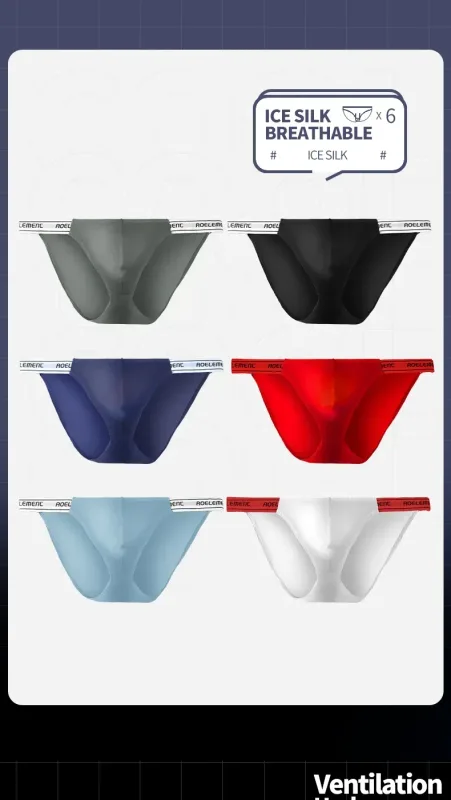 Men's Underwear Solid Color Elastic Tight Sexy Low Waist Ice Silk High Fork Thong Fitness Sports Comfortable Triangle Shorts — image 17
