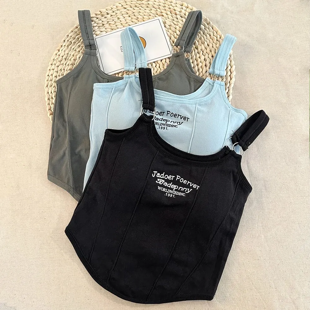 Brief Druck Crop Tops Frauen Sommer Tops Sexy Leibchen Quadrat Kragen Tank Top Y2K Nahtlose Weibliche Crop Tops Gepolsterte Mode — image 3