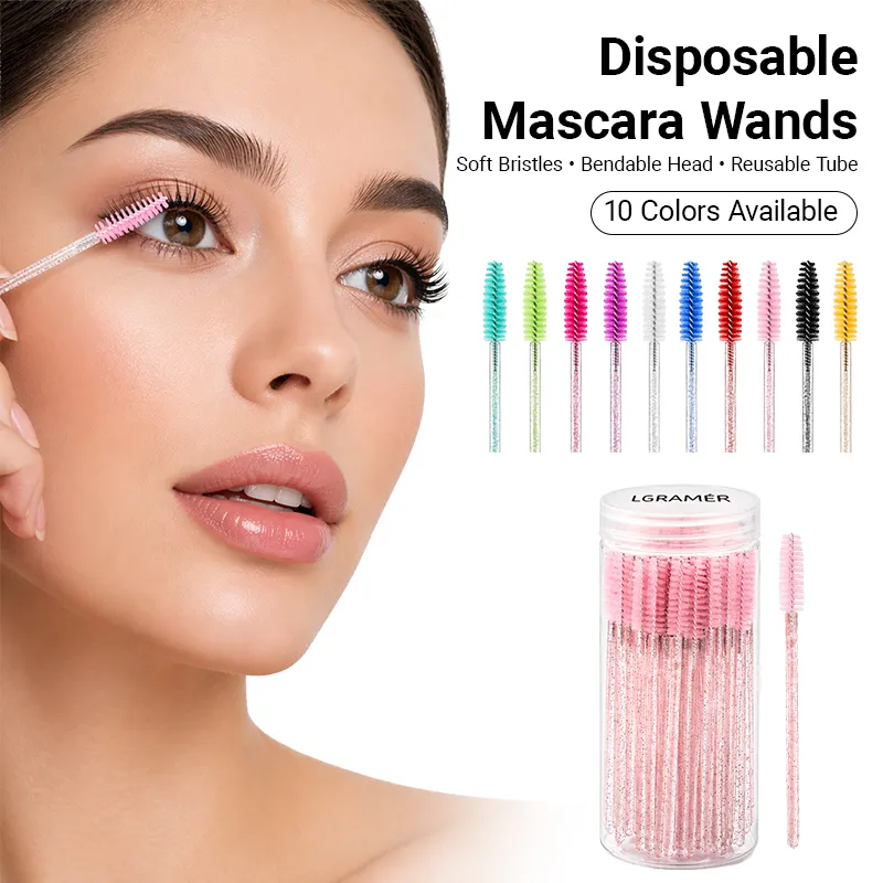 50/100 pcs Eyelash Extension Brush Disposable Eye Lashes Make Up Brushes Mascara Wand Applicator Multiple Colors Makeup Tools — image 1