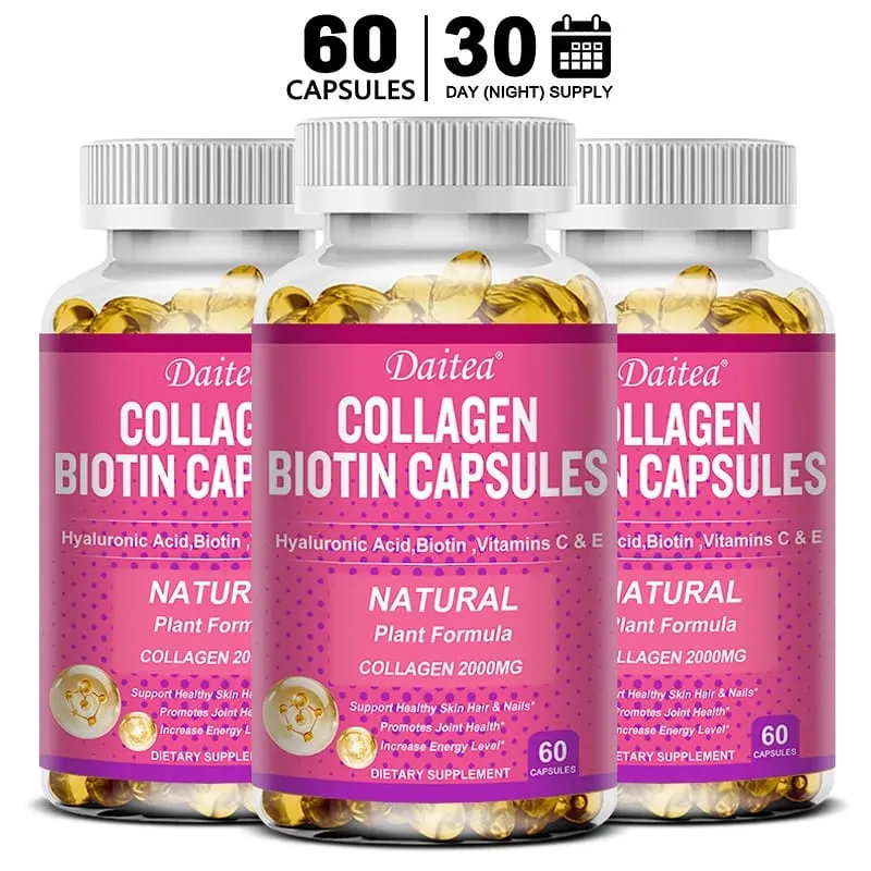 Les capsules de biotine de collagène Daitea soutiennent une peau saine, des articulations, des cheveux et des ongles, antioxydantes et sans OGM. — image 10
