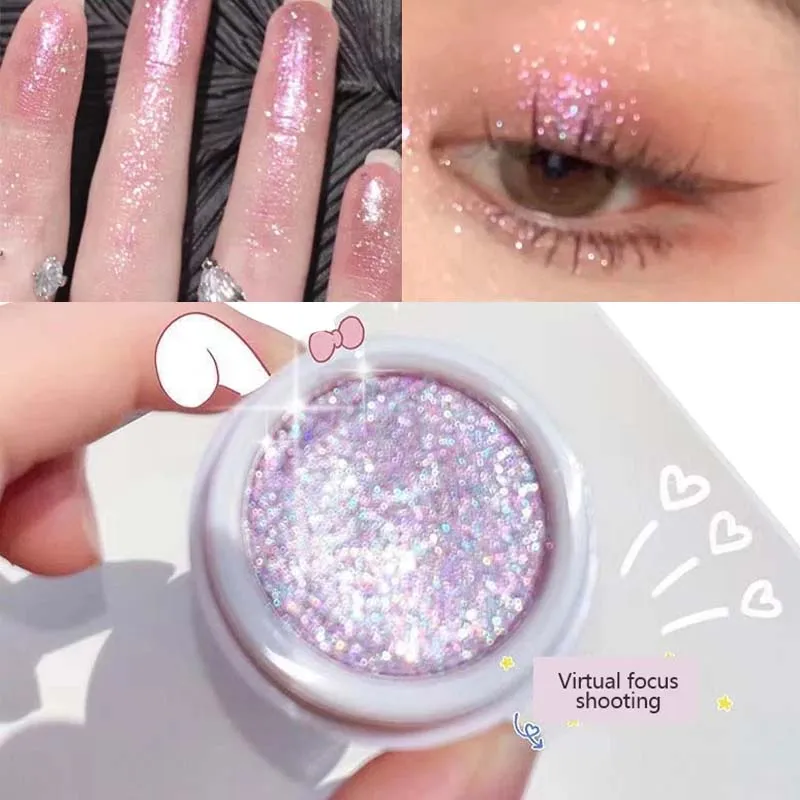 Monochrome Glitter Eyeshadow Gold Shining Brighten Eyes Makeup Long Lasting Eye Brightening Makeup Pearlescent Shimmer EyeShadow — image 2