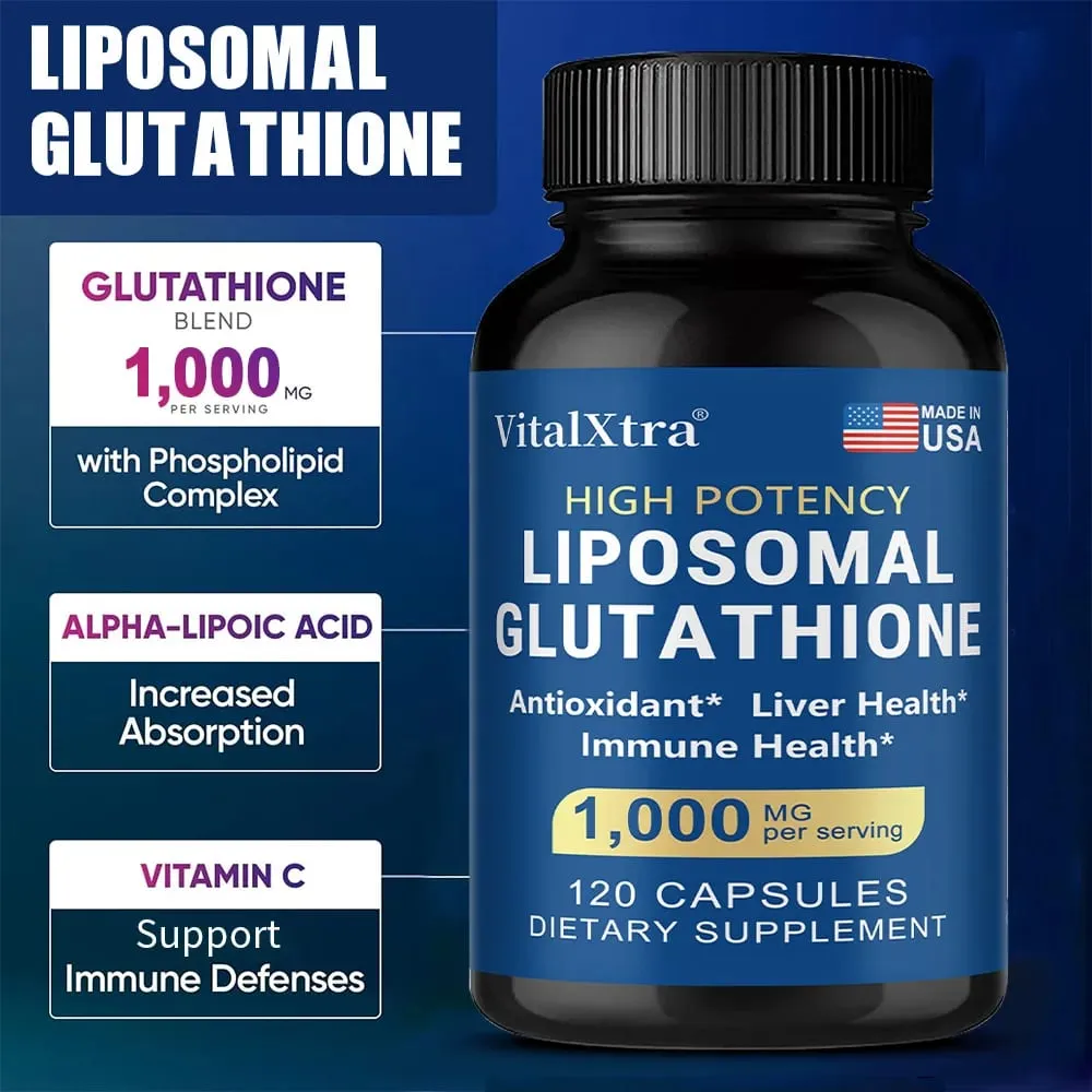 Liposomal Glutathione 1000mg - Vitamin C Antioxidant Supports Liver Immune Brain & Skin Health Enhanced Absorption — image 3