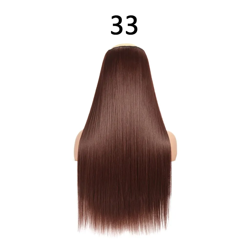 Synthetic 24Inch Hair Extensions OnePiece 5 Clips Long Straight Hairstyle Heat Resistant Fake Hairpiece For Women Natural Brow — image 18
