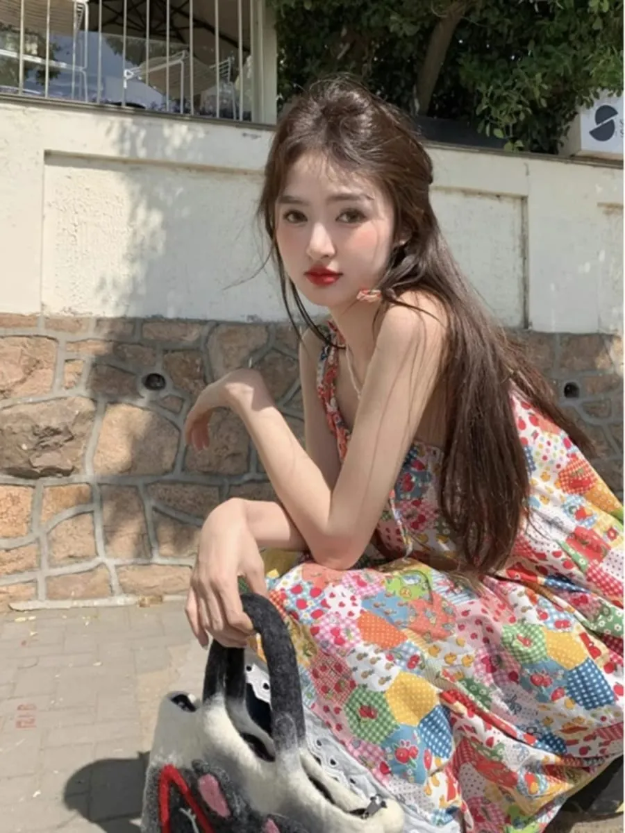 Unique Floral Print Summer Dress Women's Elegant Beach Vacation Strapless Midi Skirt Unique Beautiful Dress Ins Style A-Line ... — image 2