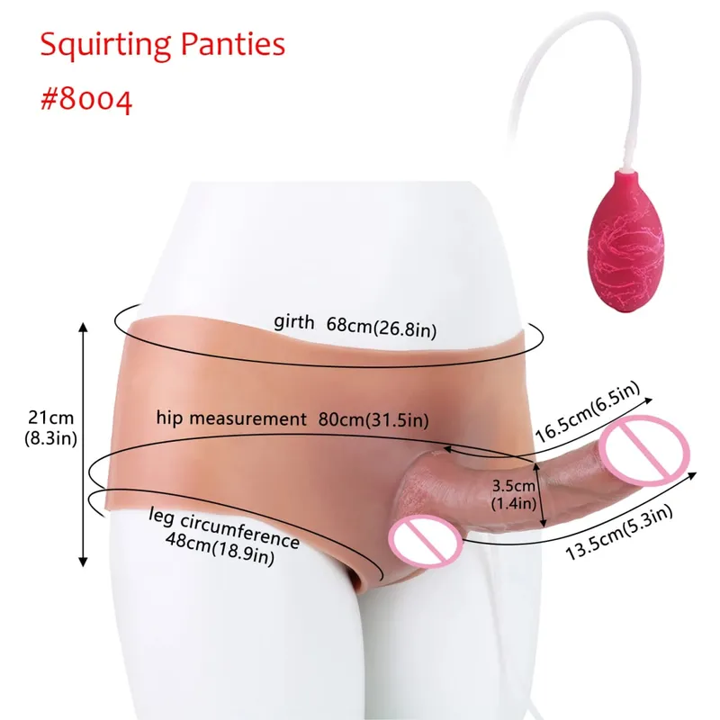 Black Nude Strapon Big Realistic Ejaculation Dildo Silicone Squirting Panties With Simulated Solid Penis Sex Toy For Women