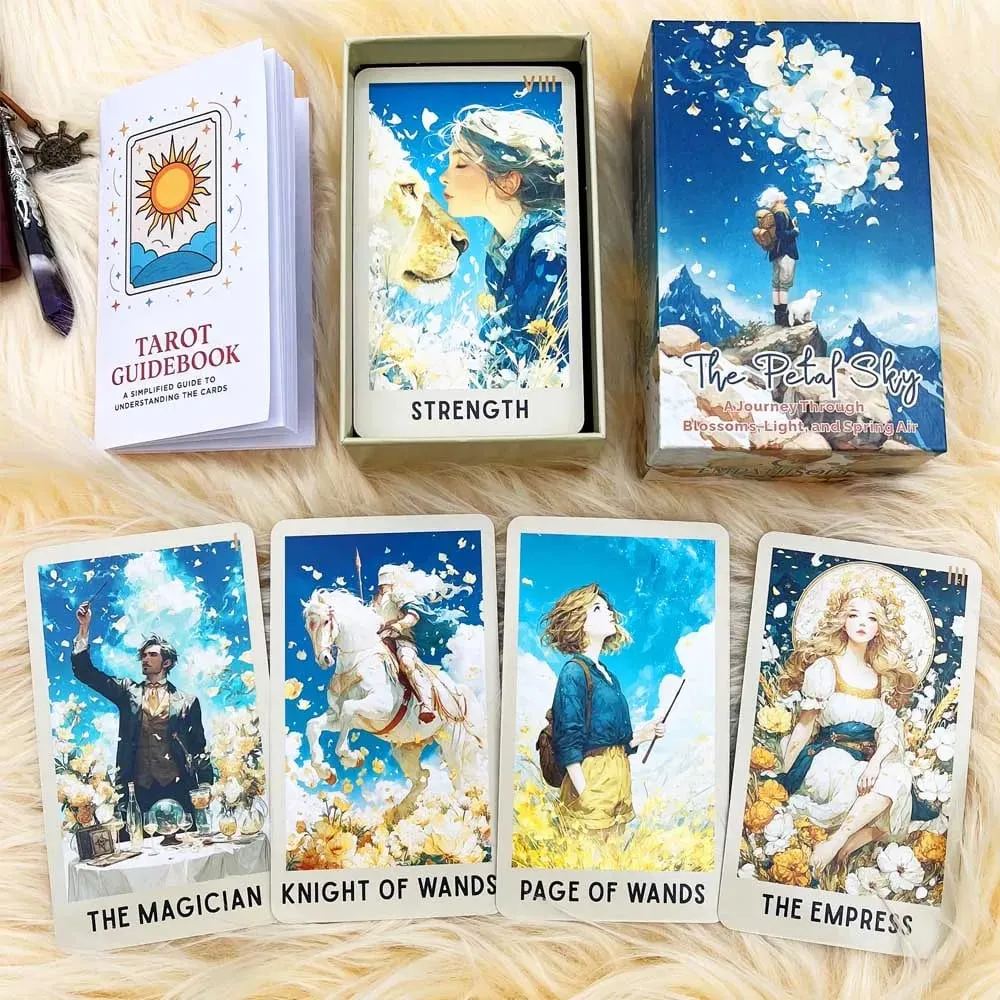 Petals Sky Tarot Cards Set 78 Cards 13x8 Cm Ideal for Intuitive Reading & Beautiful Illustrations Includes Paper Instruction — image 5
