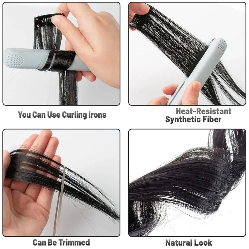 24'' 5Pcs Straight Synthetic Hair Pieces Clip In Hair Extensions Black Colored Hair Clips Women Halloween Cosplay Hairstyle — image 6