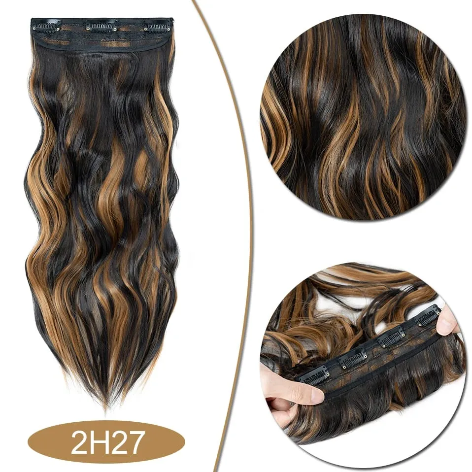 S-noilite Synthetic Hair 22inch Clips In Hair Extensions Long Wavy Clip In Hair Thick Double Weft 4Pcs/set Hairpieces For Women — image 11