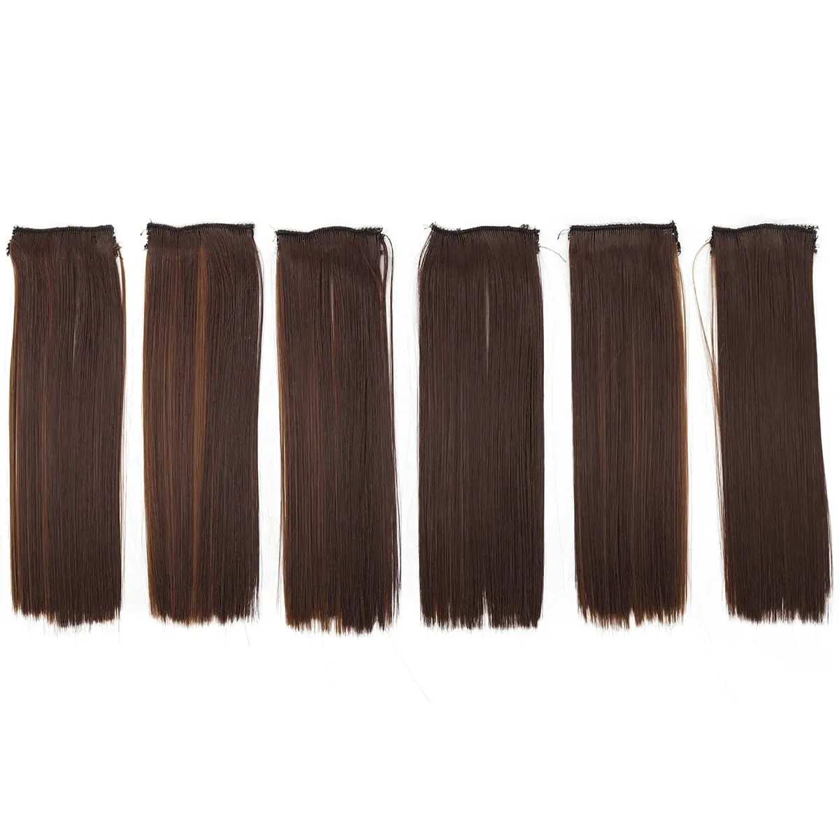 6PCS 6 Clips In Synthetic Hair Extensions Medium Short Straight Clip In Highlights Hairpiece For Women Daily Use — image 9