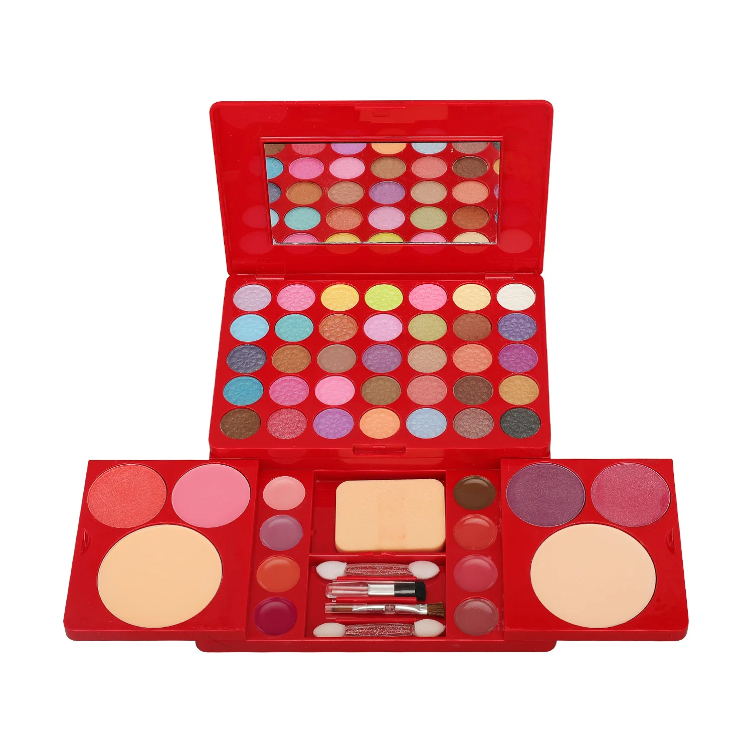 Kit Solek Set Penuh untuk Wanita Pelbagai fungsi Semua dalam Satu Kotak Merah 49 Warna Wajah Bibir Pembayang Mata Berus Penyerlah Palet Mekap — image 4