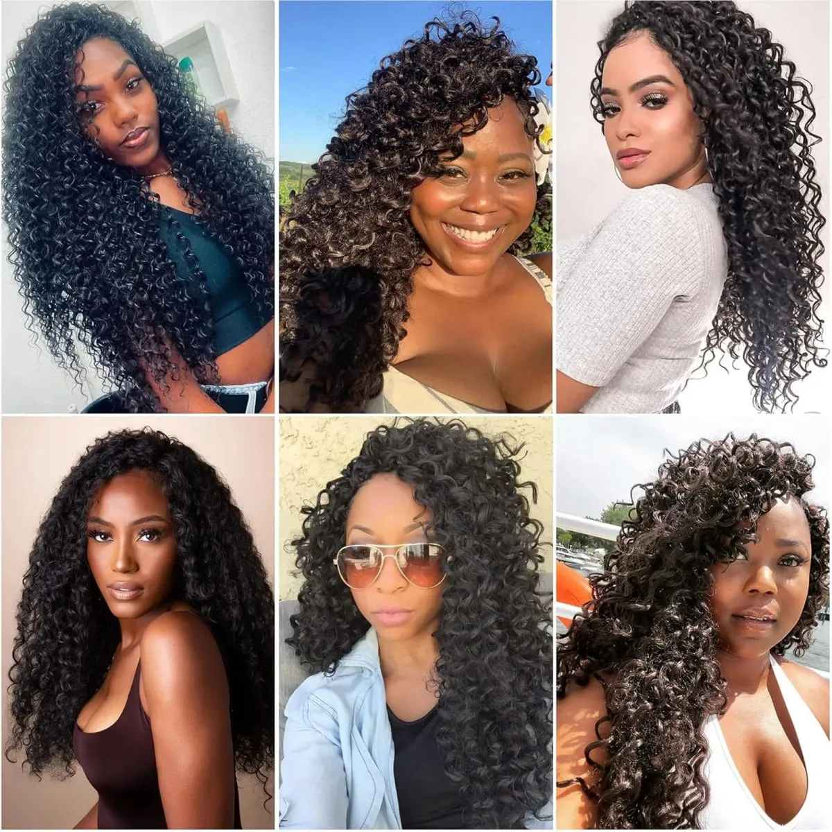 Jeedou Deep Wavy Curly Hair 9Pcs Set Clip-in Hair Extensions Hairpieces with 18 Clips Brown Color Synthetic Hair For Women