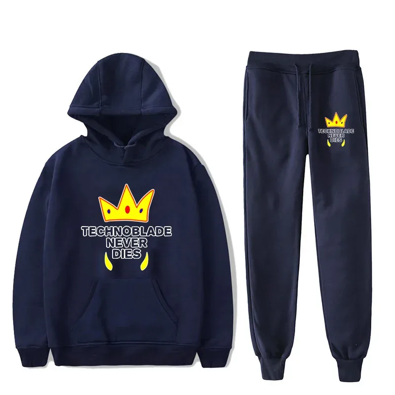 Harajuku Comfortable technoblade Print Sweatshirt Sweatpants Suit Men/Women Hoodies+ Trousers Suit Cute 2 Piece Set Clothes — image 15