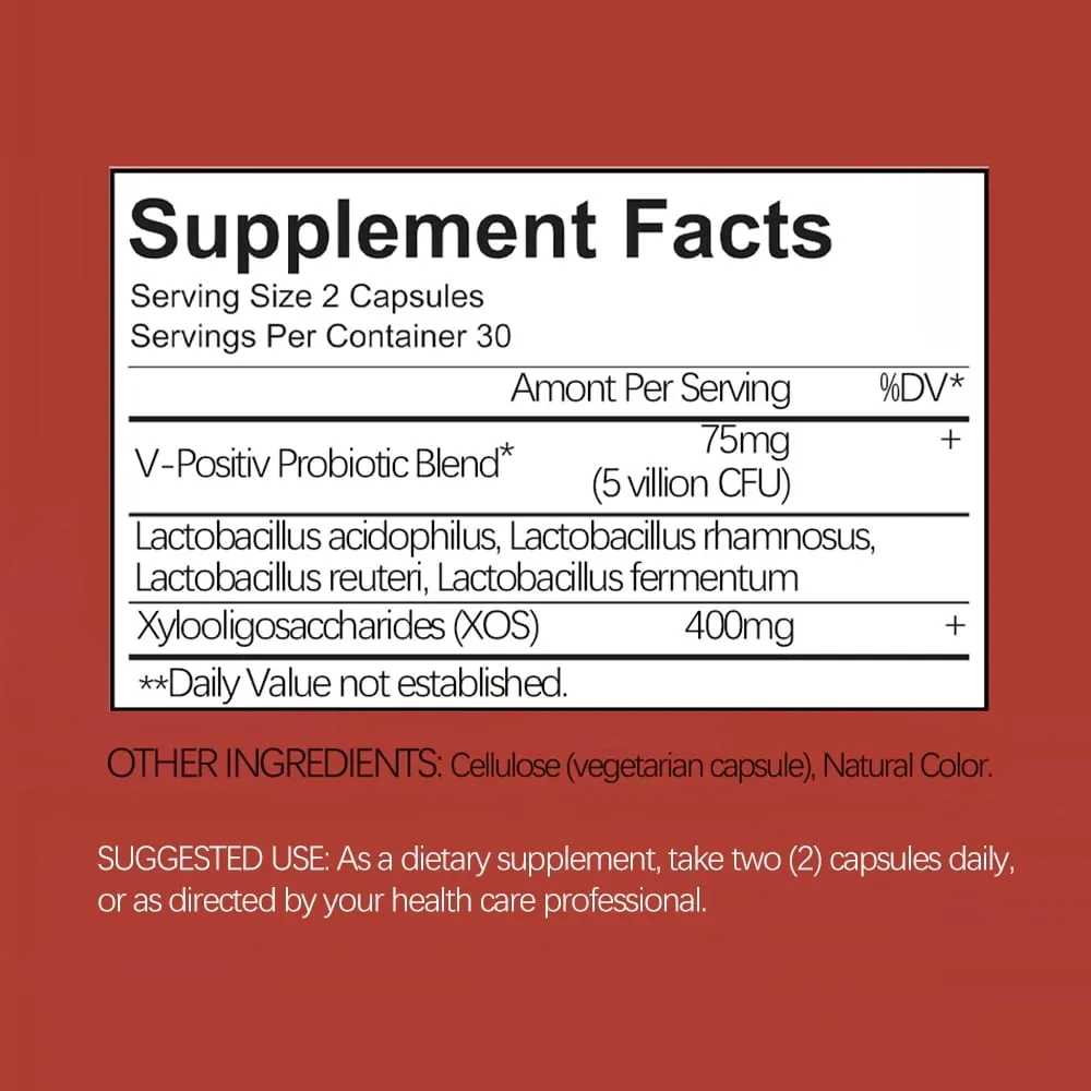 Women's Vaginal Probiotic Vitamin Capsules Support Urinary Tract and Vaginal Health Lactobaccilus & V-Positiv Probiotic Blend — image 6