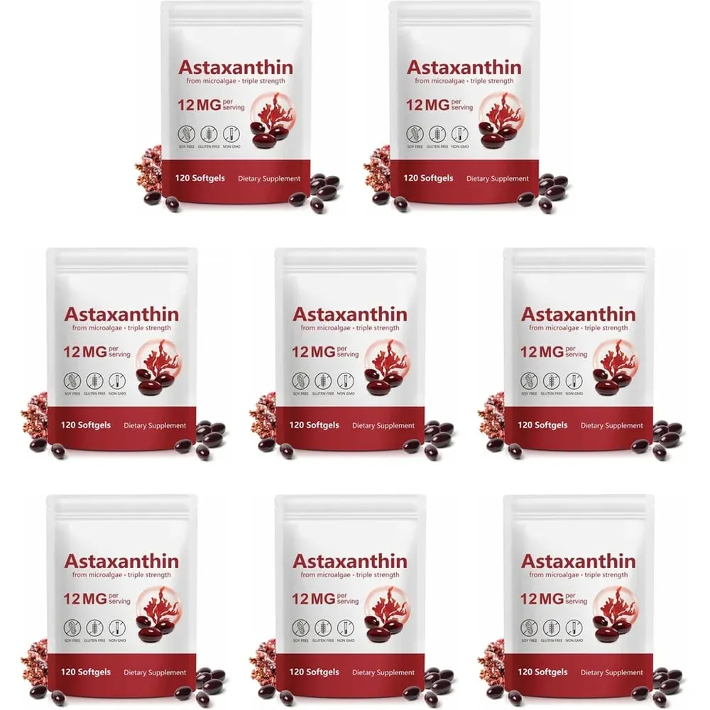 Astaxanthin 12mg Softgels Triple Strength Antioxidant Support for Skin Eye Joint & Immune Health – 120 Count 4‑Month Supply