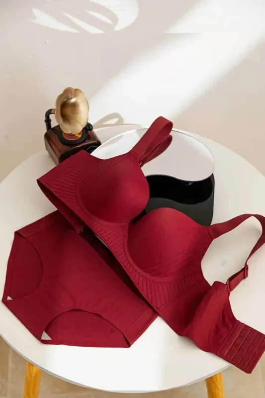 Sexy Red Push up Bra Set for Small Breasts Anti-Sagging Comfortable Breathable Wedding Lingerie Set without Underwire — image 13