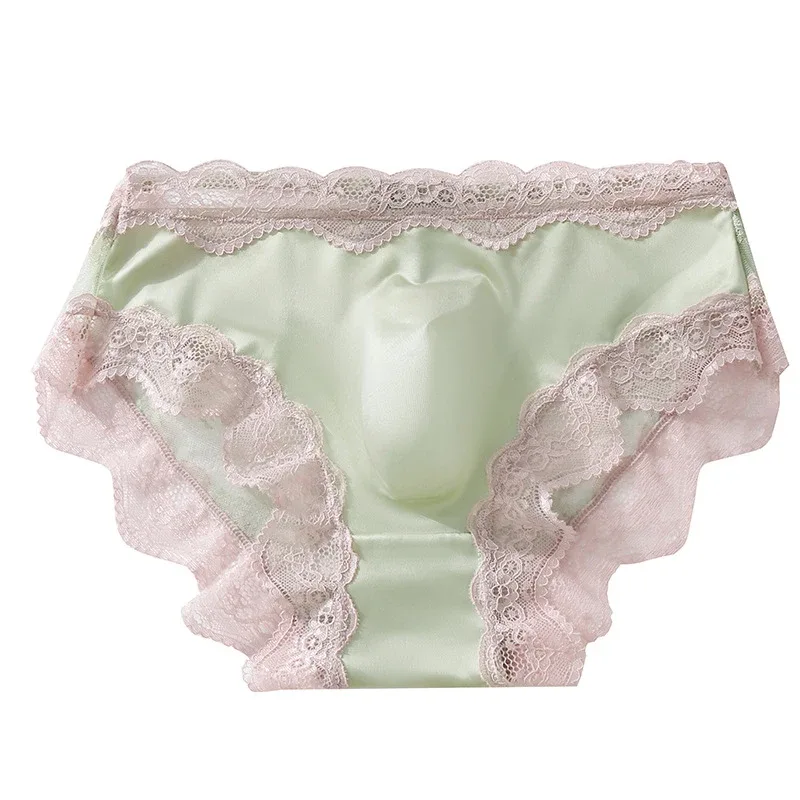 3 Pack Male Full Lace Side Briefs Ice Silk Satin 3D Molded Pouch Mid Rise Soft Smooth Men Underpants — image 16