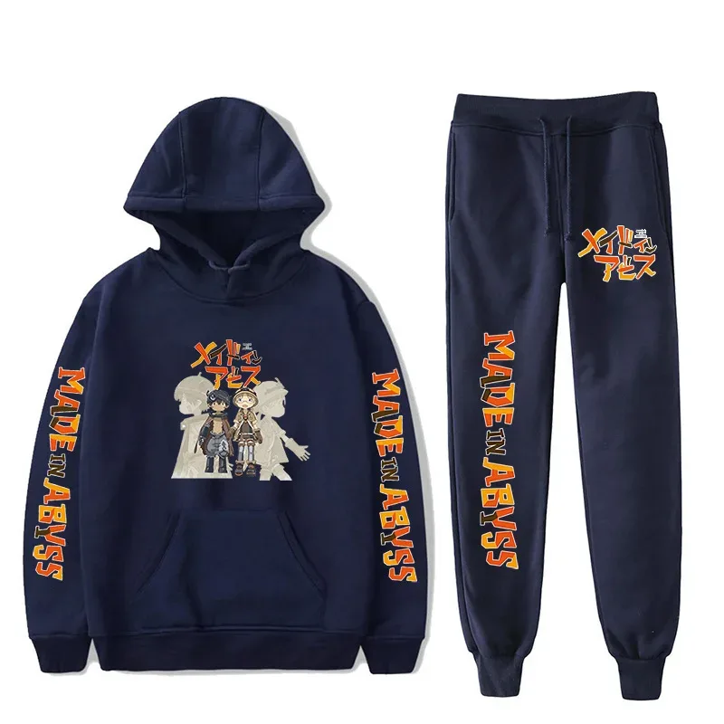 Harajuku Comfortable Made in abyss Print Sweatshirt Sweatpants Suit Men/Women Hoodies+ Trousers Suit Cute 2 Piece Set Clothes — image 27