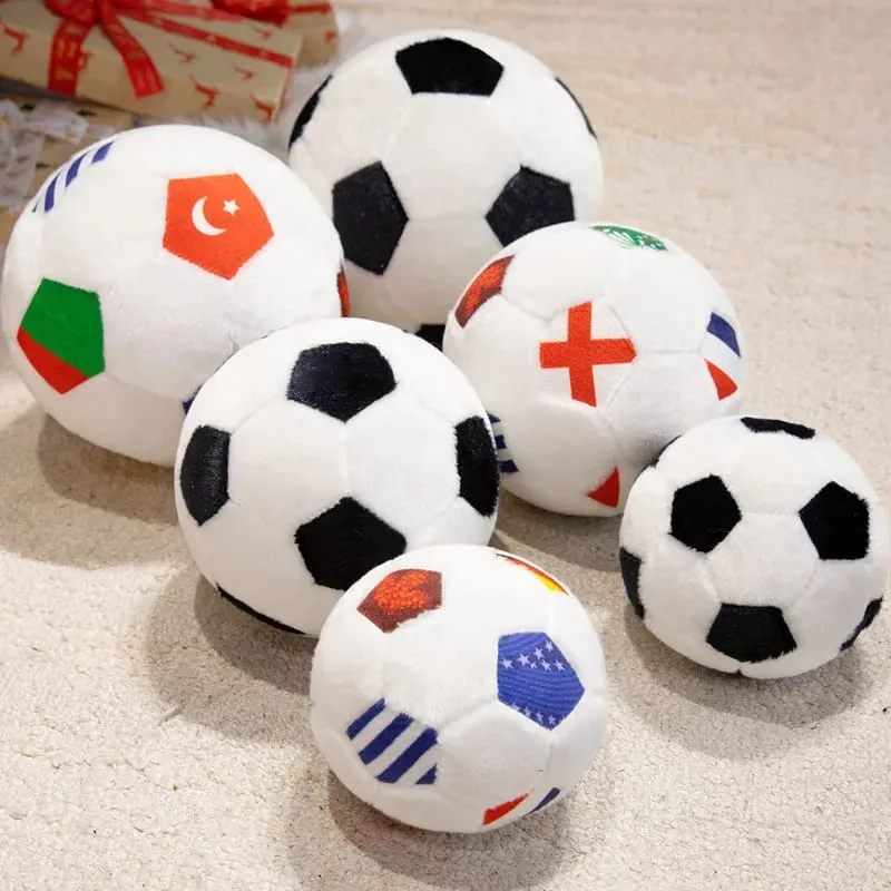 15/20/25cm Lovely Football Plush Dolls Kawaii Ball with Colorful National Flag Stuffed Soft Pillow Soccer Plushie Toy — image 3