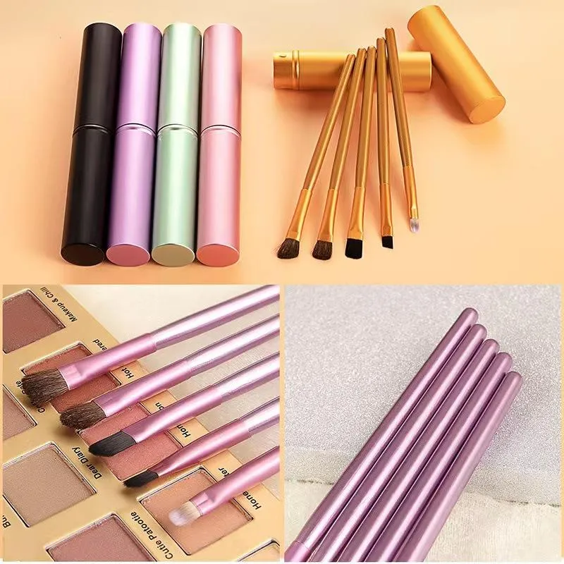 5pcs eyeliner Brush With Storage Tube Eye Makeup Brushes Set Soft Eyeshadow Brush Smudging Brush — image 4
