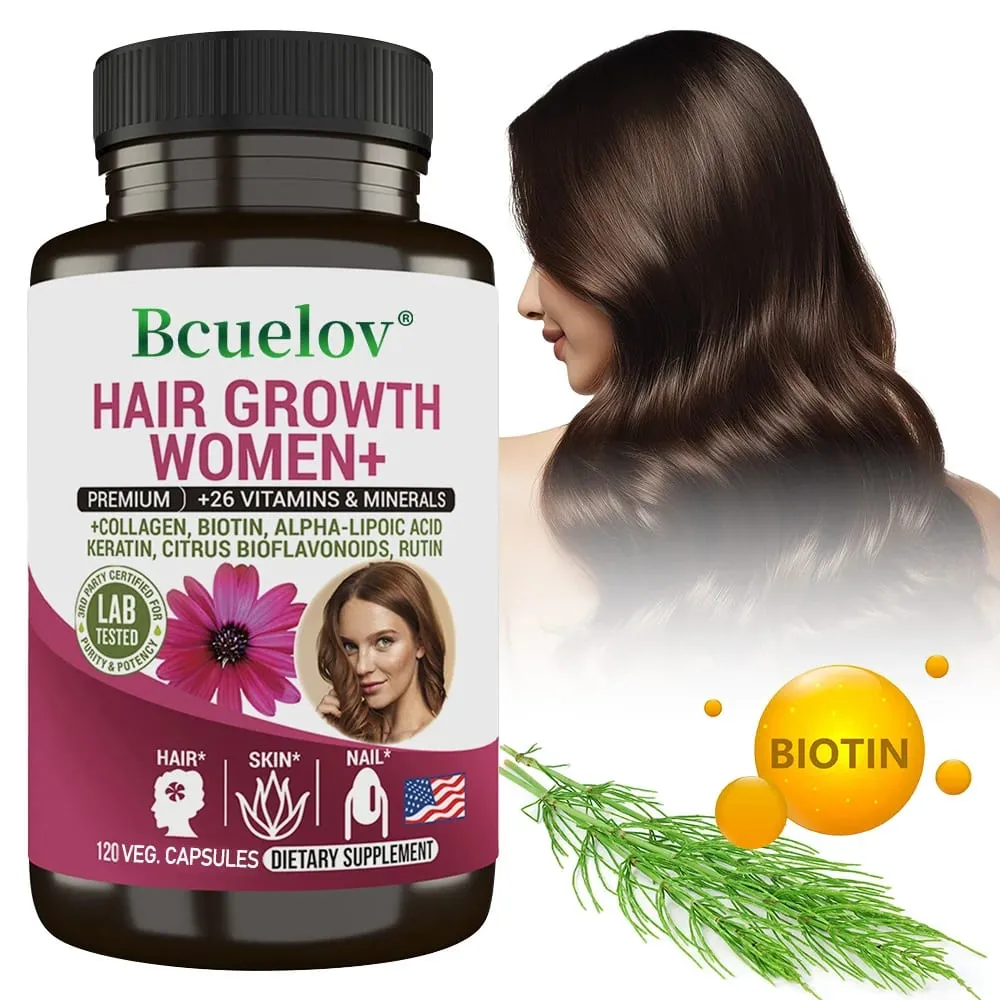 Women Hair Growth Supplement Capsules with Multivitamins Collagen and Biotin for Thicker Fuller Hair Nails and Skin Health — image 1