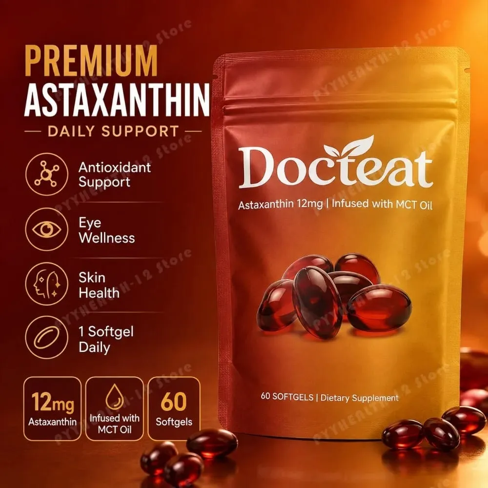 Astaxanthin 12mg Softgels Triple Strength Antioxidant Eye Skin Health Support Microalgae MCT Oil 60 Softgels Dietary Supplement — image 2