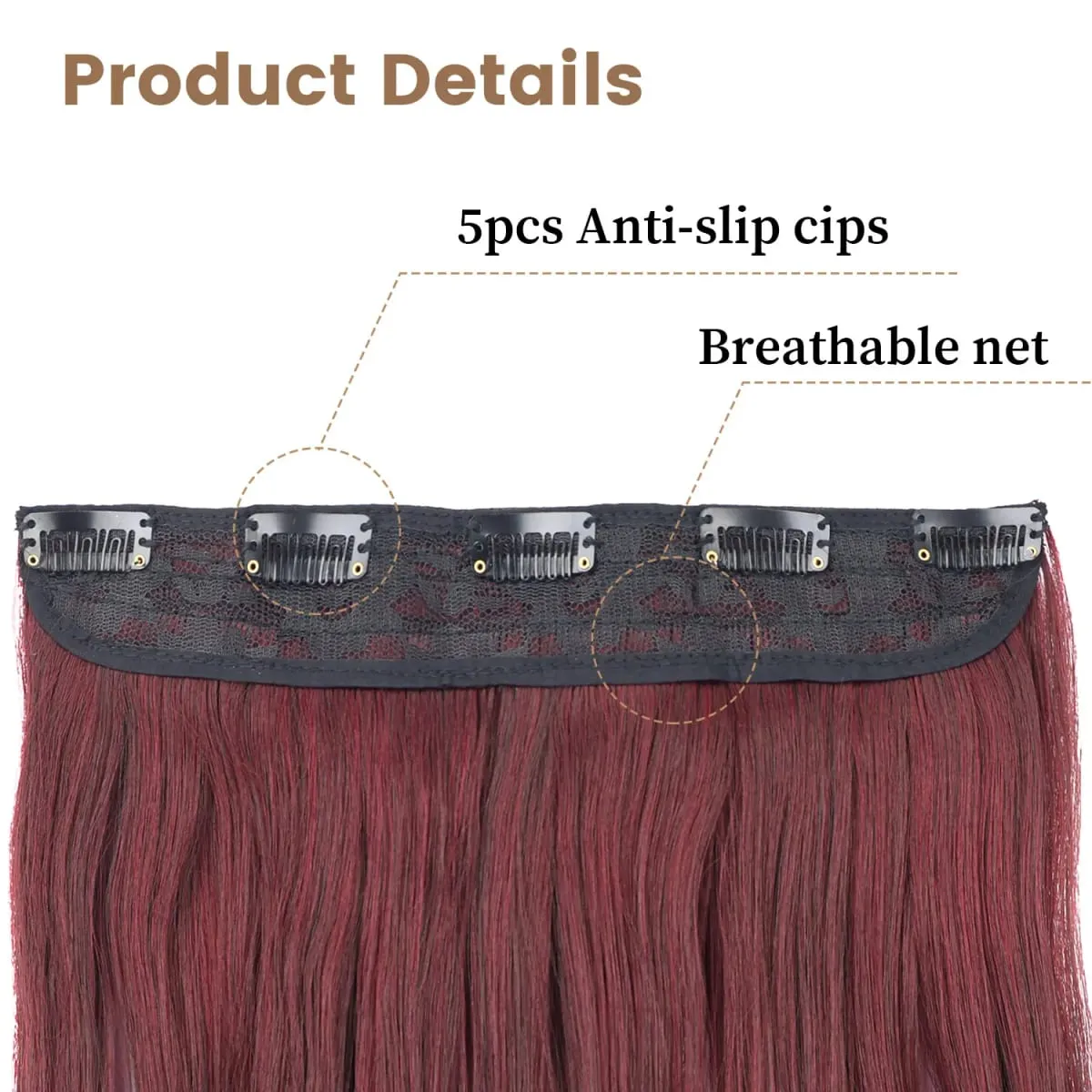 Synthetic clip in one piece hair extensions 5 clips in one piece hair wavy style 16inch french curl for women ladies daily party — image 3
