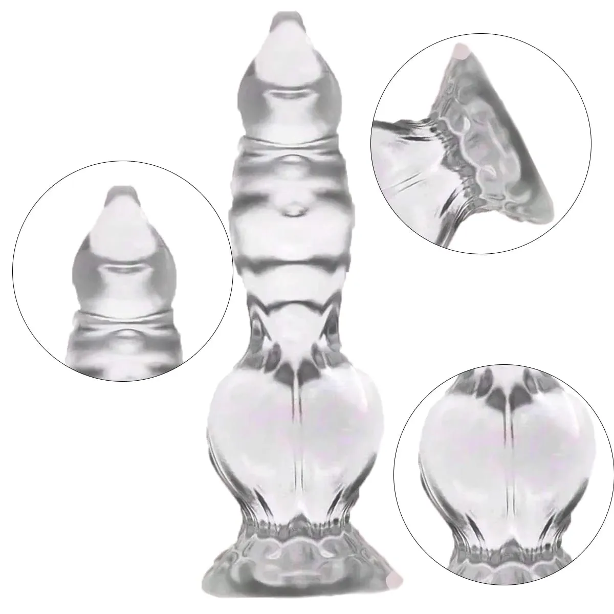Clear Knotted Dog Dildo Realistic Canine Knot Fantasy Soft Flexible Suction Cup Sex Toy for Women & Men — image 1