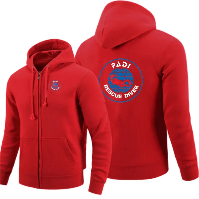 Scuba Driver Padi 2026 white Hoodies men Autumn Long Sleeve Pullover Tops Casual Pocket Hoodies Outer Loose Sport Wear