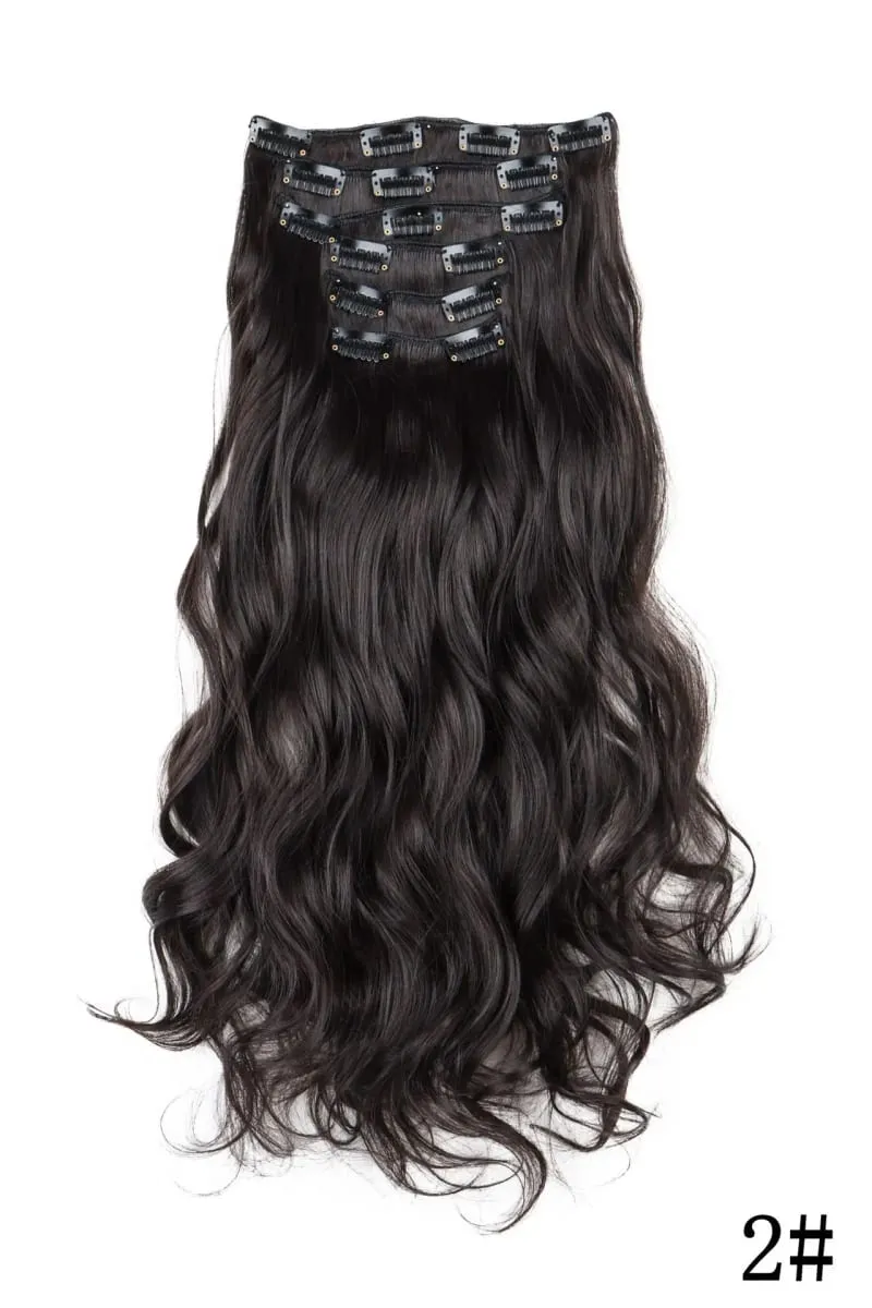 Black Hair Extensions 6pcs/set Women Long Straight Synthetic Full Head Clip 16Clips Ombre Heat Resistant Fiber Hair Kpop Cosplay — image 14