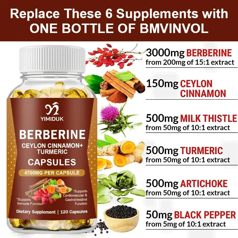 Premium Berberine Supplement Capsules Supports Immune System Healthy Food — image 3