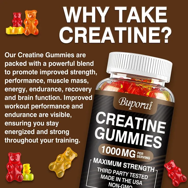 Creatine Monohydrate Gummies - Pre/post Workout Fitness Strength Muscle Building Provide Energy Supplements