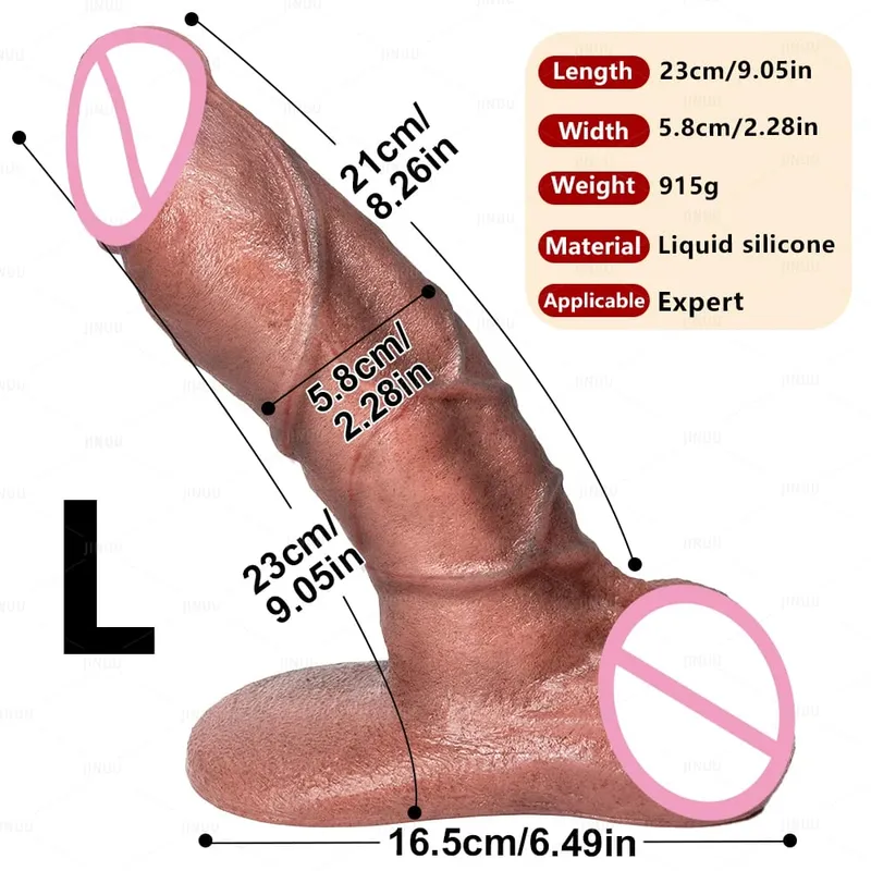 XXL Silikon Tebal Dildo dengan Cangkir Hisap Besar Ramah Kulit Silikon Lembut Pijat Realistis Tingkat Pori-pori Tekstur Penis Mainan Seks